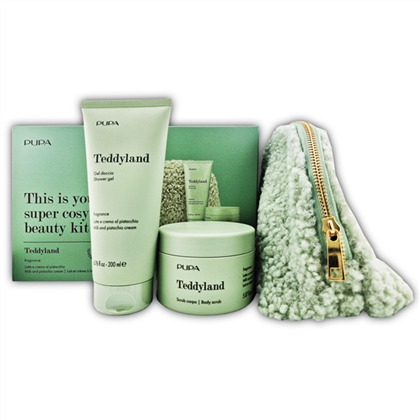 PUPA Teddyland Milk And Pistachio Cream гель д/душа 200+скраб д/тела150+косметичка